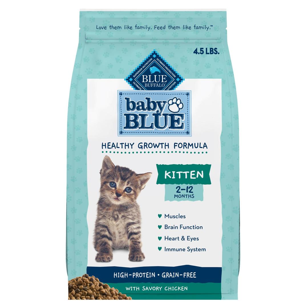 Blue Buffalo Baby BLUE Natural Grain-Free Dry Food for Kittens, Healthy Growth Formula with DHA, High-Protein Savory Chicken Recipe, 4.5-lb. Bag