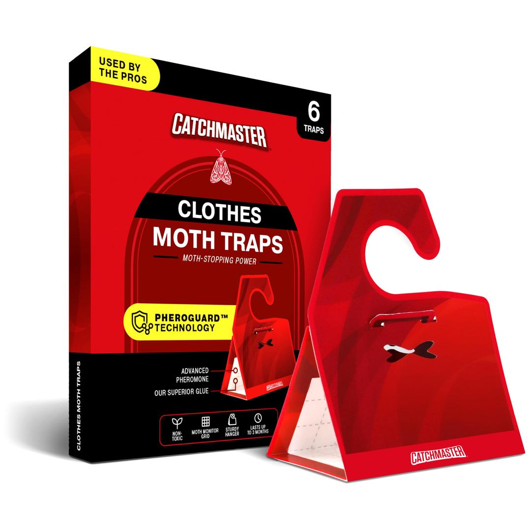 Catchmaster Moth Traps for Clothes 6PK Wardrobe Closet Storage Glue Traps, Bug Catcher Indoor, Clothing Storage Moth Trap, Odorless Pheromone Adhesive Flying Insect Trap, Pet Safe House Pest Control