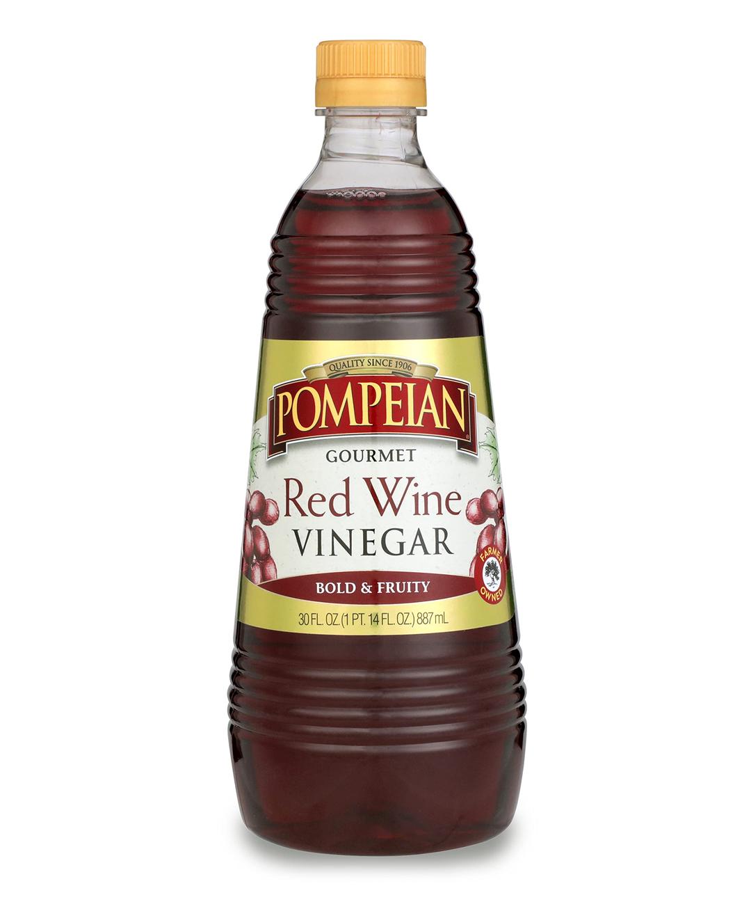 Pompeian Gourmet Red Wine Vinegar, Perfect for Salad Dressings, Marinades & Sauces, Naturally Gluten Free, 30 Ounce