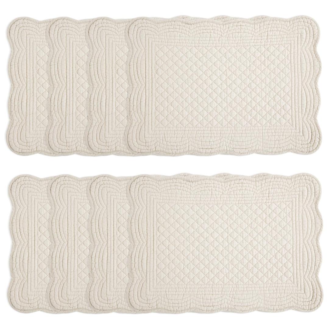 HOMBYS Quilted Placemats Set of 8 Washable-13x18 inches Rectangular Placemats for Kitchen Table-100% Cotton Fabric Rectangular Table Mats-Cotton