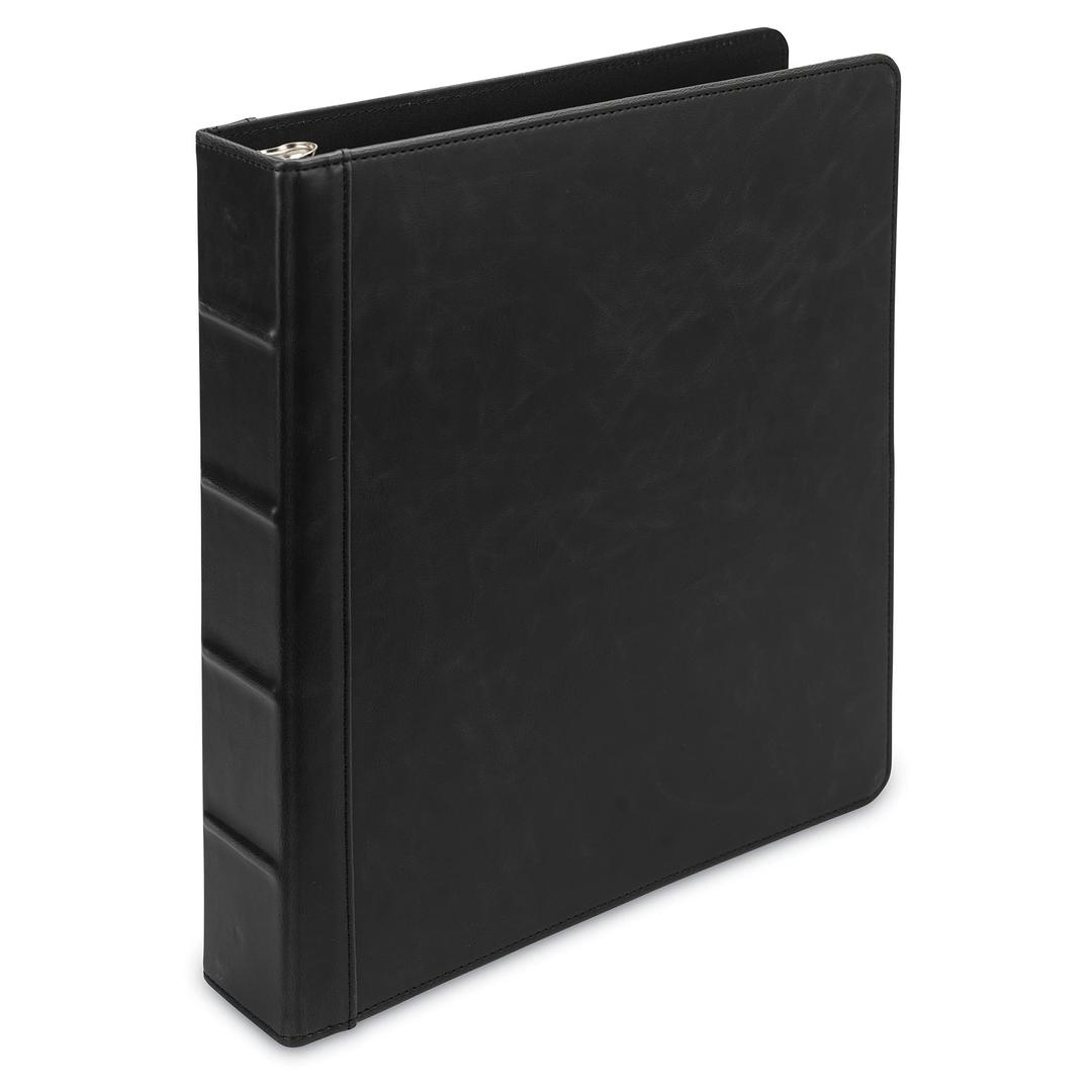 Samsill Vintage Hardback Book Style Round Ring Binder, Organizer, Planner (1.5", Black)