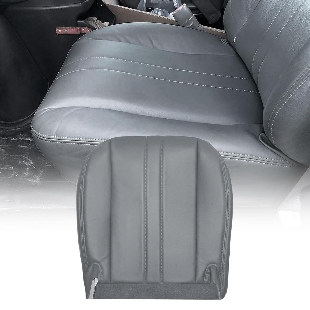 Priprilod Gray Leather Driver or Passenger Side Bottom Replacement Seat Cover Compatible with Chevy Express Compatible with GMC Savana Work Van 1500 2500 3500 2003-2014