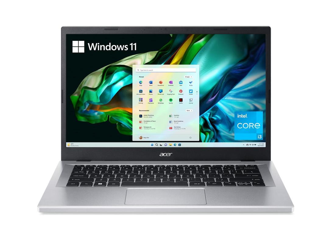 Acer Aspire 3 A314-36P-35UU Slim Laptop | 14.0" Full HD IPS Display | Intel Core i3-N305 Processor | Intel UHD Graphics | 8GB LPDDR5 | 128GB NVMe SSD | Wi-Fi 6 | Windows 11 Home in S Mode,Silver