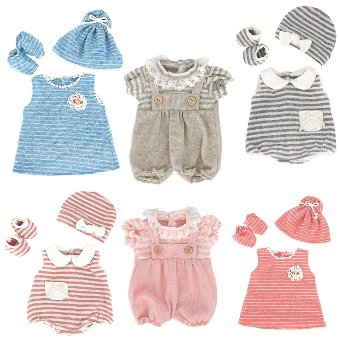 DC-BEAUTIFUL6 Set Clothes Gift for Infant, Girl Baby, 14 Inch -18 Inch Includes Doll Outfits Dress Hat Socks, Total 14 Pcs Onesies Clothes Pajamas Costumes