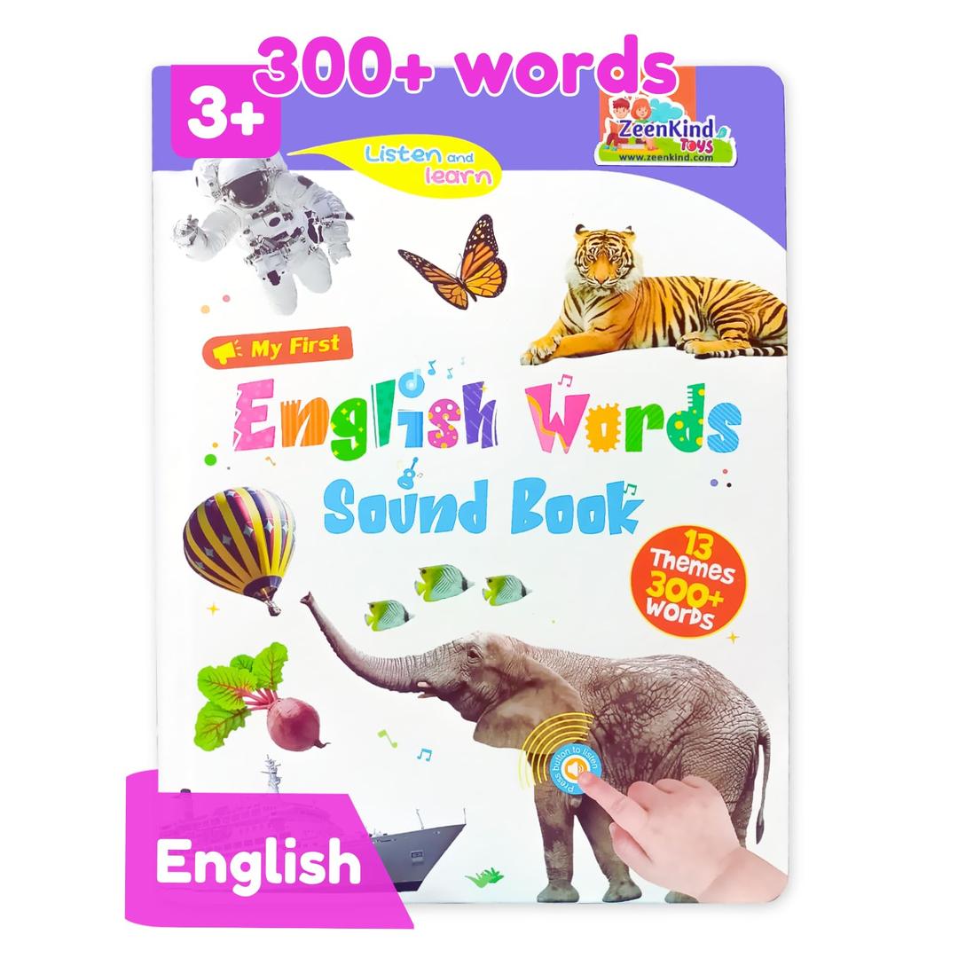 ZeenKindEnglish Learning Talking Book for Kids 2 3 4 5 6 Years Old, 300+ Words Interactive Audio Sound Books for Toddlers, Early Learning Educational Electronic Musical Toy