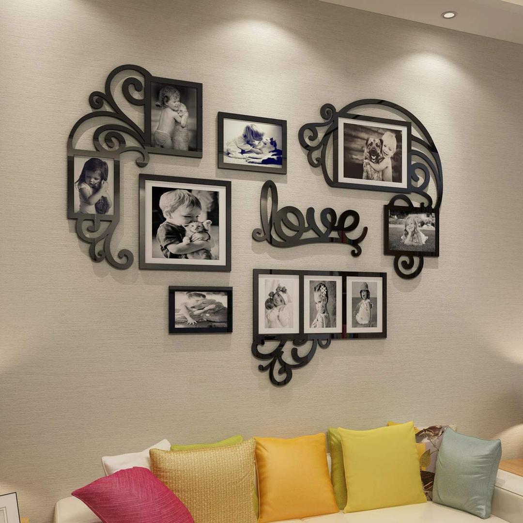 CrazyDeal Collage Picture Frames 3D DIY Wall Decals Decor Art Stickers Pictures Decorations for Living Room Bedroom Kids Dinning Modern Room (A)