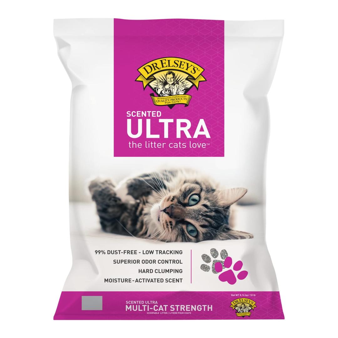 Precious Cat Elsey's Ultra Scented Cat Litter,18 Lb/8.16 Kg (Pack May Vary) Clay