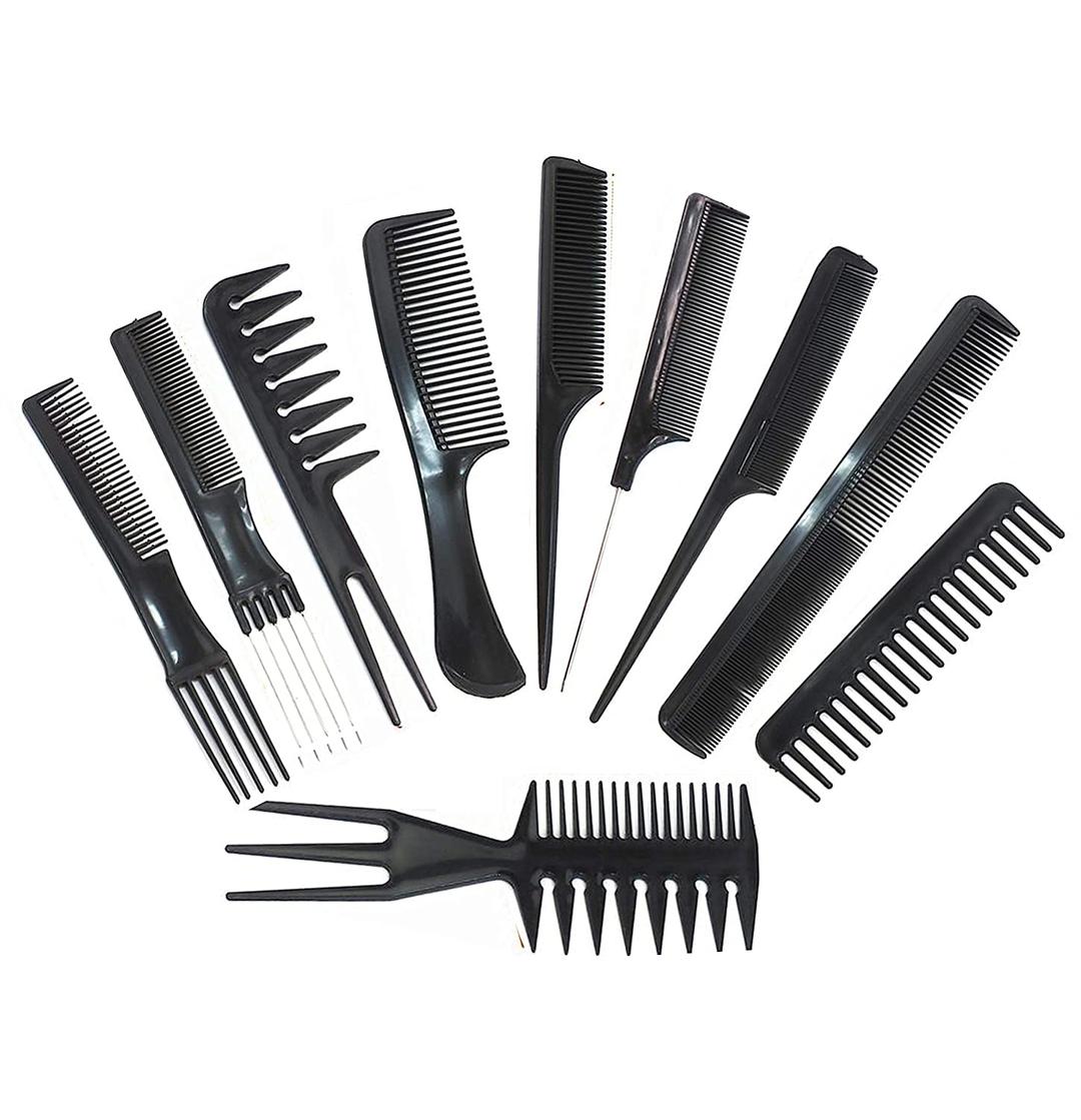 Magic 10 Piece Professional Styling Comb Set, Black