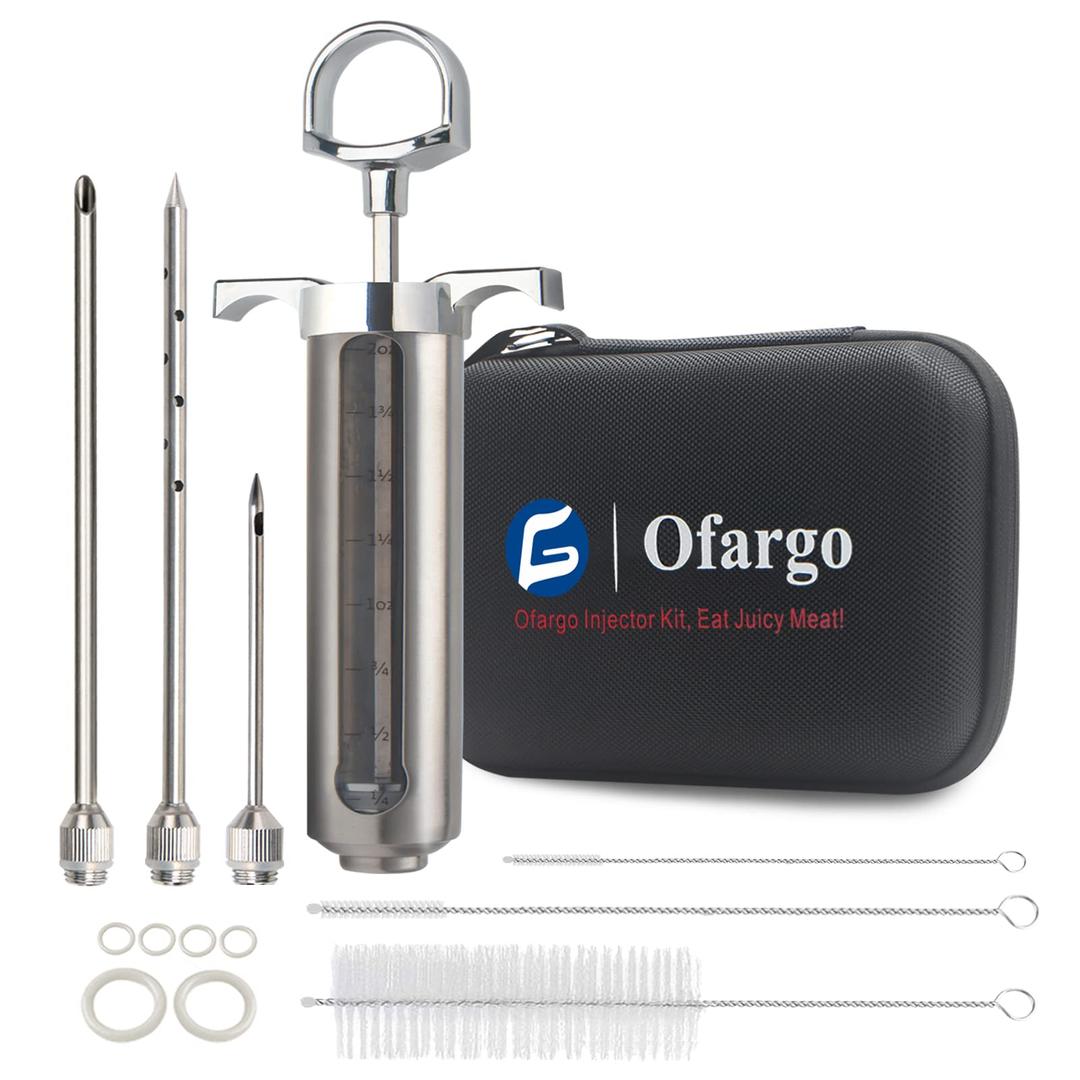 Ofargo Meat Injector Kit for Smoker with 3 Marinade Flavor BBQ Injector Syringe Needles, Injector Marinades for Meats, Turkey, Brisket; 2-oz; Paper and E-Book (PDF) User Manual Included