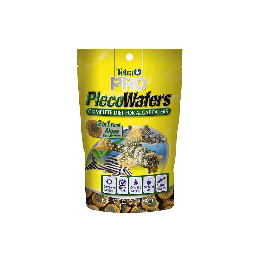 TetraPRO PlecoWafers 2.12 Ounces, Nutritionally Balanced Vegetarian Fish Food, Concentrated Algae Center, Golds & Yellows, Model Number: 16447