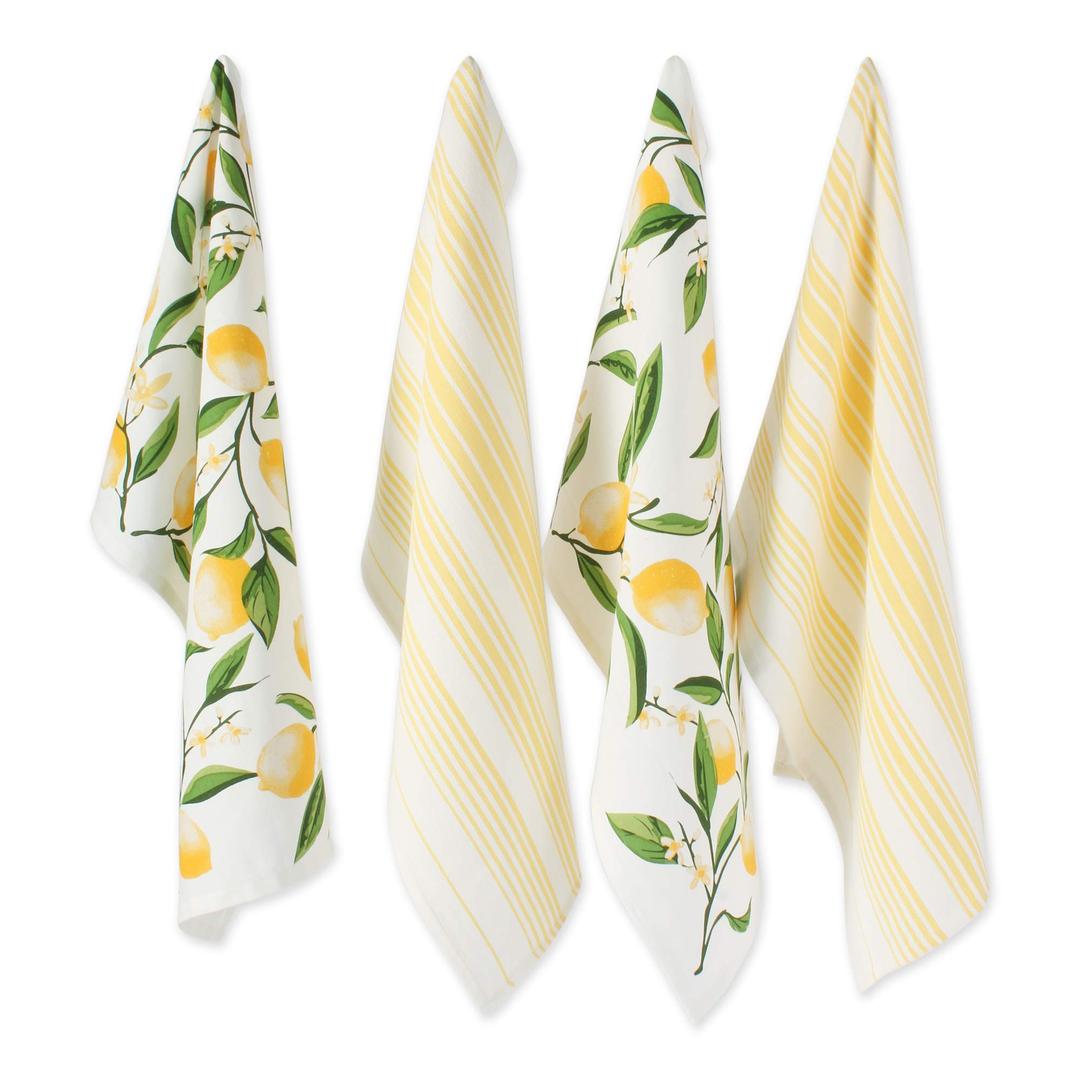 DII Lemon Bliss Kitchen Collection, Dishtowel Set, 4 Count