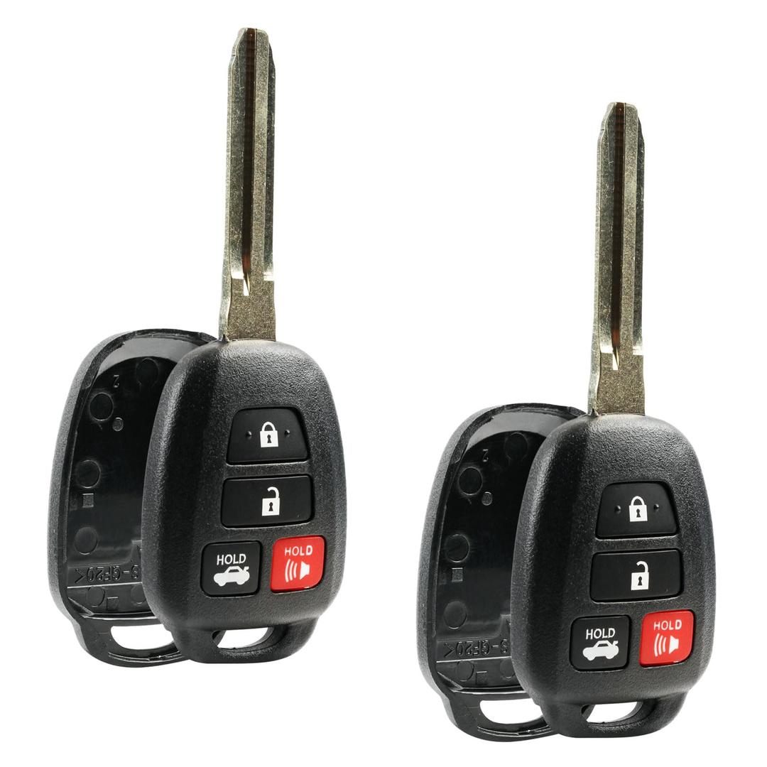 Key Fob Shell fits 2012-2017 Toyota Camry / 2014-2017 Toyota Corolla RAV4 Highlander Keyless Entry Remote Case & Pad (HYQ12BDM), Set of 2