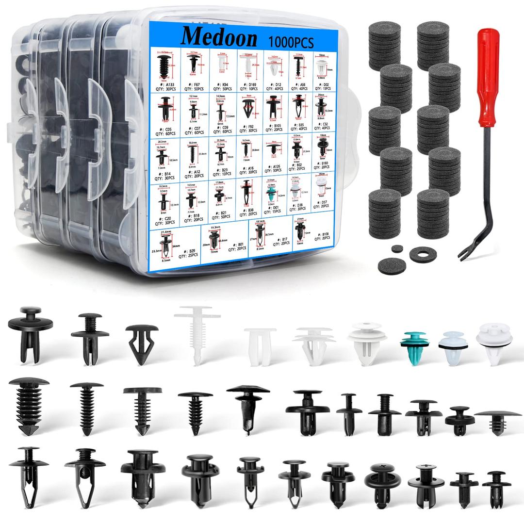 Car Retainer Clips 1101 PCS Car Door Panel Trim Clips Kit 32 Most Popular Sizes Cars Body Kits 1 Pcs Fastener Remover for Ford GM Toyota Honda Chrysler BMW Benz Nissan Subaru Audi Mazda