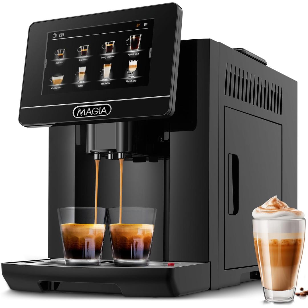 Zulay Magia Fully Automatic Espresso Machine With Grinder - 19 Customizable Coffee Options - Auto-Cleaning For Easy Maintenance - Milk-Foam System For Latte, Cappuccino, Macchiato - OG Black