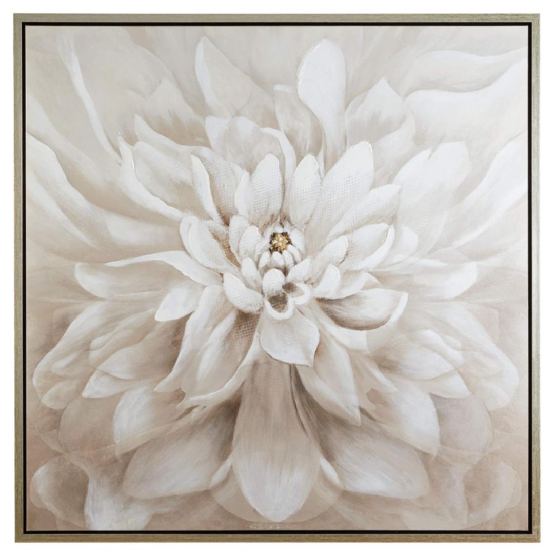 Signature Design by Ashley Jalisa Framed Flower Wall Art with Gold Leaf Detail, 40 x 40, Taupe