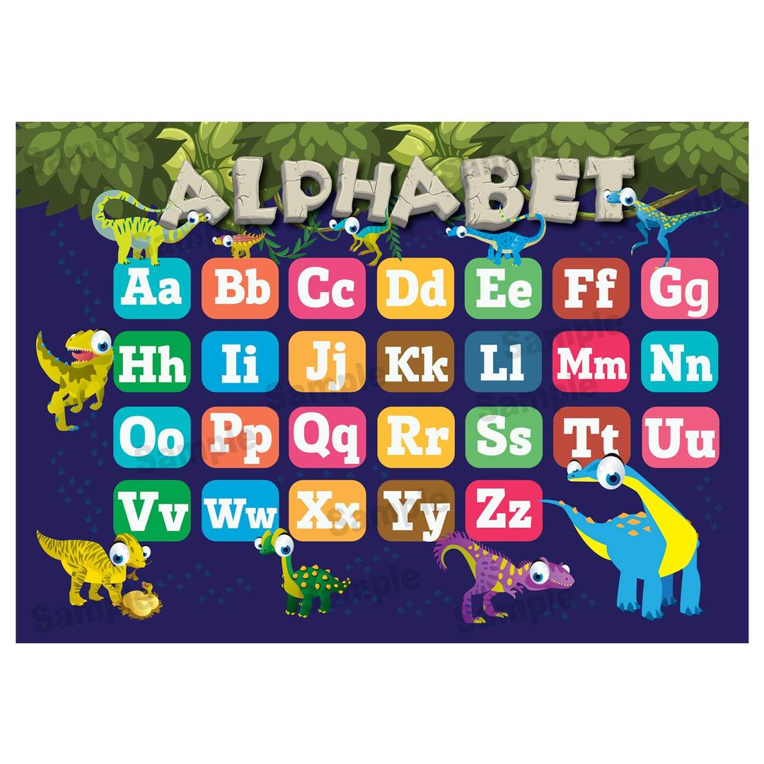 Abc Alphabet Poster, Kids Child First Learning Educational Wall Chart, Classroom, Dinosaurs Theme (A3 (297x420mm))