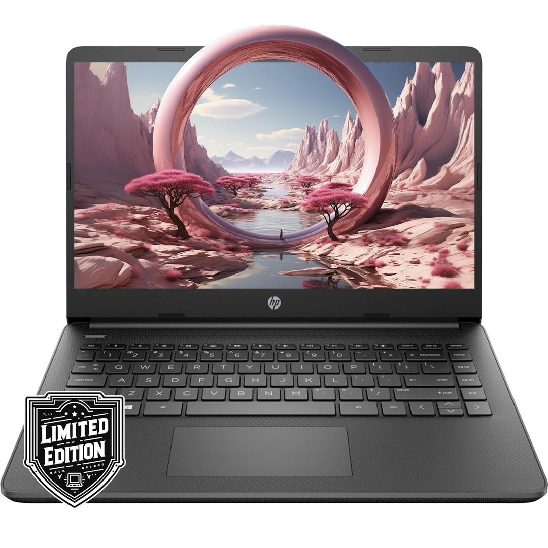 HP 14" HD Laptop | Back to School Limited Edition with 1 Year Microsoft 365 | Intel Quad-Core Processor | Long Battery Life | w/WOWPC Bundle | Windows 11 (Black, 8GB RAM | 576GB Storage)