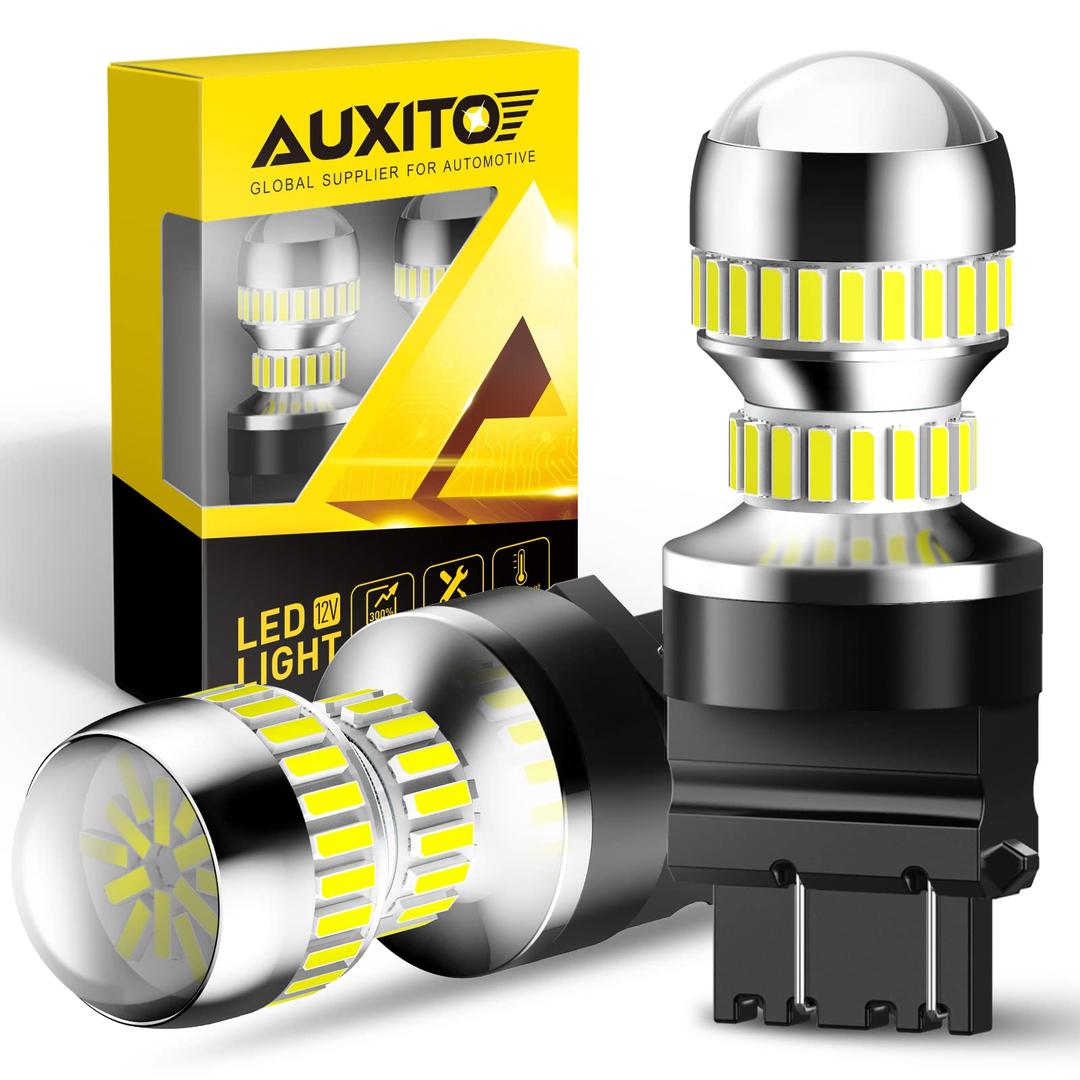 AUXITO 3157 LED Bulb White, Super Bright 3156 3056 3057 4157 3047 4057 3457 4114 LED Bulb for Backup Reverse Tail Brake DRL Signal Parking Lights, Pack of 2