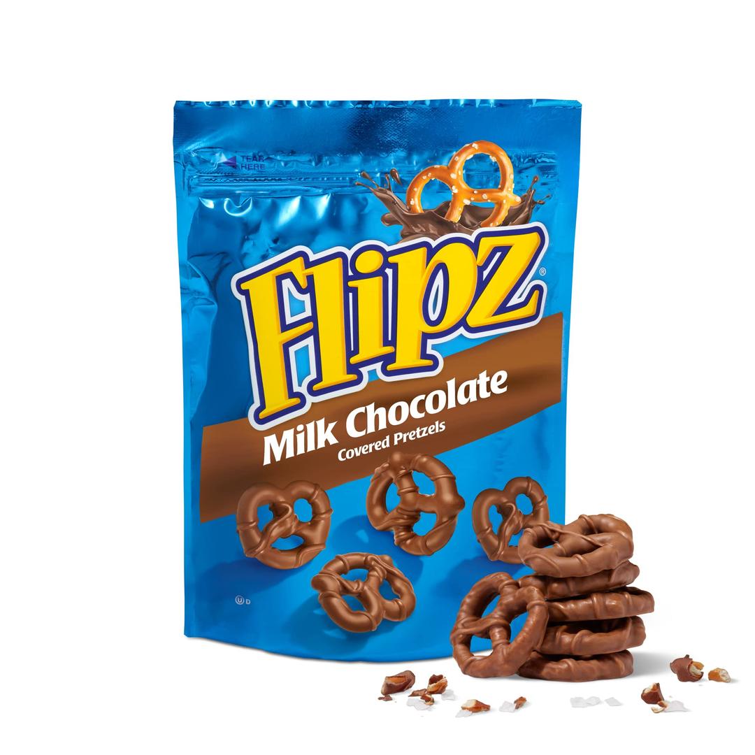 Flipz Milk Chocolate Covered Pretzels (5oz, Pack of 6), Perfect Sweet, Salty, & Crunchy Snack For Adults And Kids