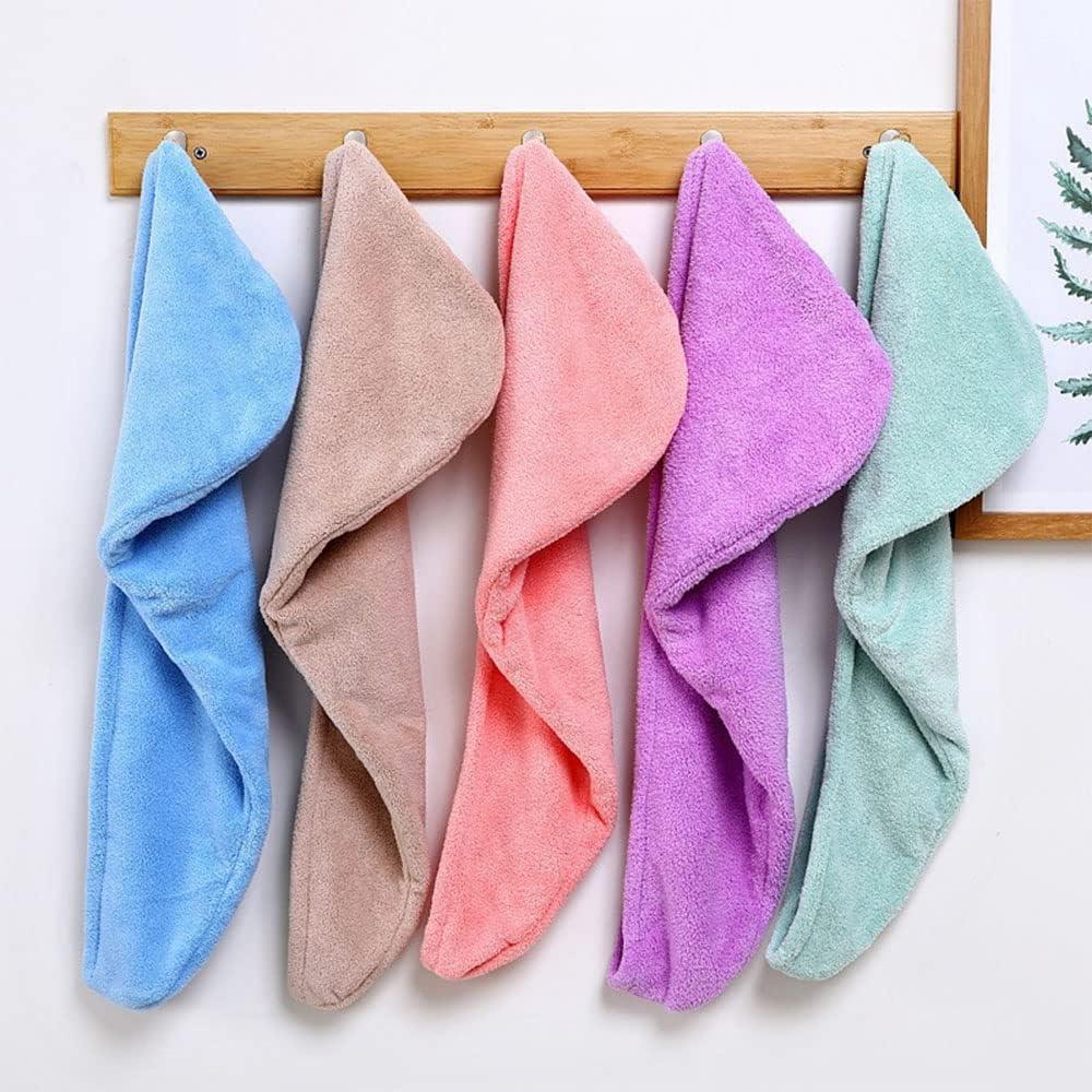 Hair Drying Towels, 5pcs Microfiber Hair Towel for Hair Turban Wrap Drying Head Towels for Girl Women 25 x 65cm