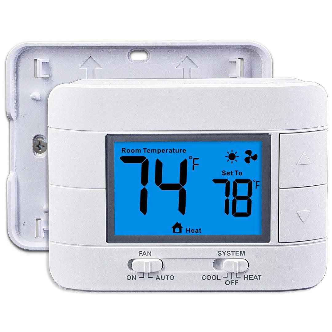 Non-Programmable Thermostats for House, Single-Stage 1 Heat/ 1 Cool, Simple Thermostat