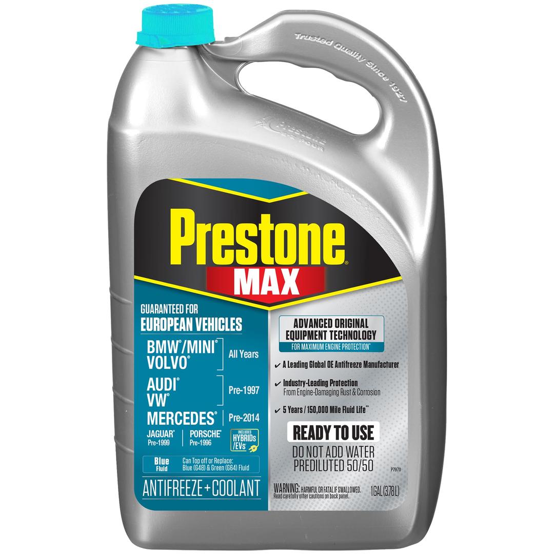 Prestone MAX Euro Blue 50/50 Antifreeze Automotive Coolant, Pack of One