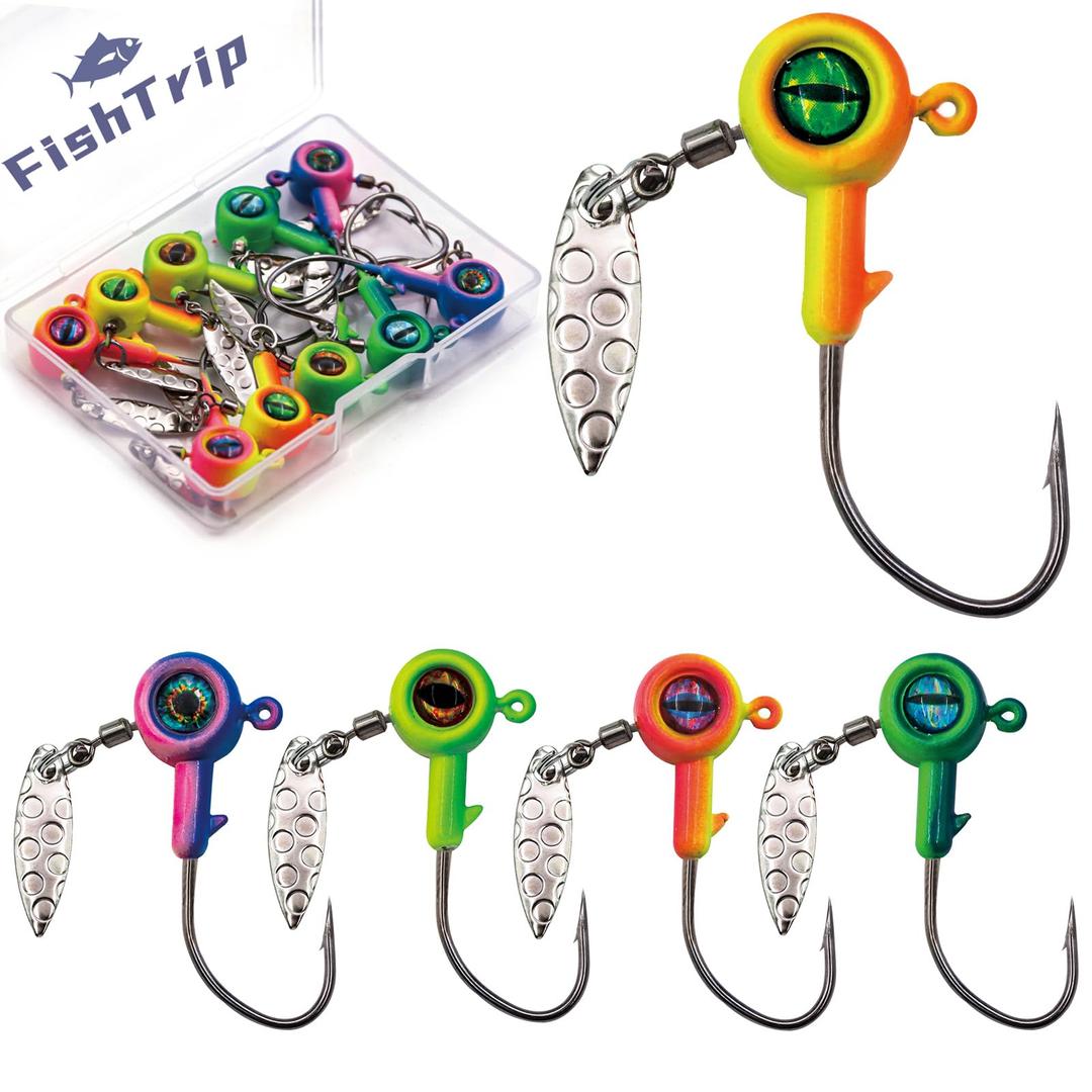 Jig Heads Hooks with Spinner - Underspin Crappie Fishing Jighead with Willow Blade for Saltwater Freshwater 1/16oz,1/8oz,3/16oz,1/4oz