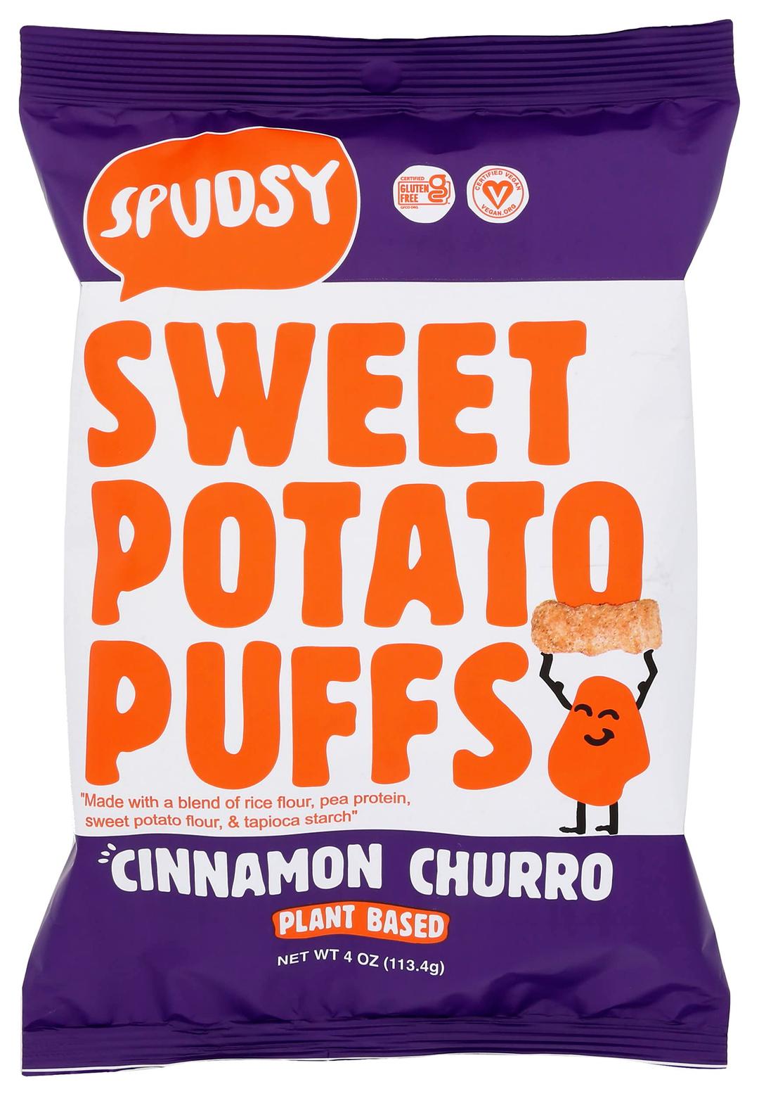 SPUDSYSweet Potato Puffs, Crunchy Cinnamon, Gluten Free & Non-GMO, 4 Oz (Pack of 12)