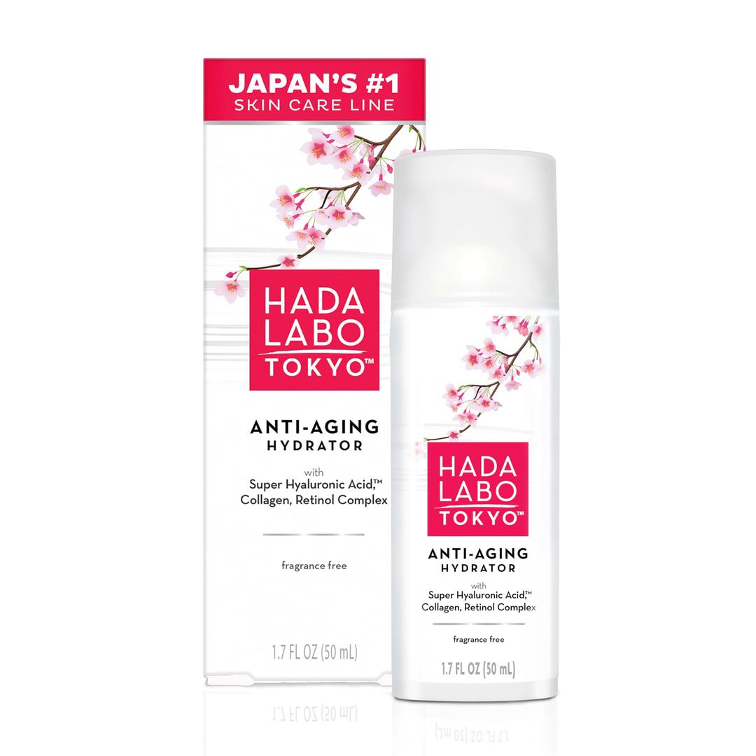 Hada Labo TokyoAnti-Aging Hydrator 1.7 Fl. Oz - with Super Hyaluronic Acid, Collagen and Retinol Complex - lightweight anti aging serum helps increase firmness and elasticity, fragrance free