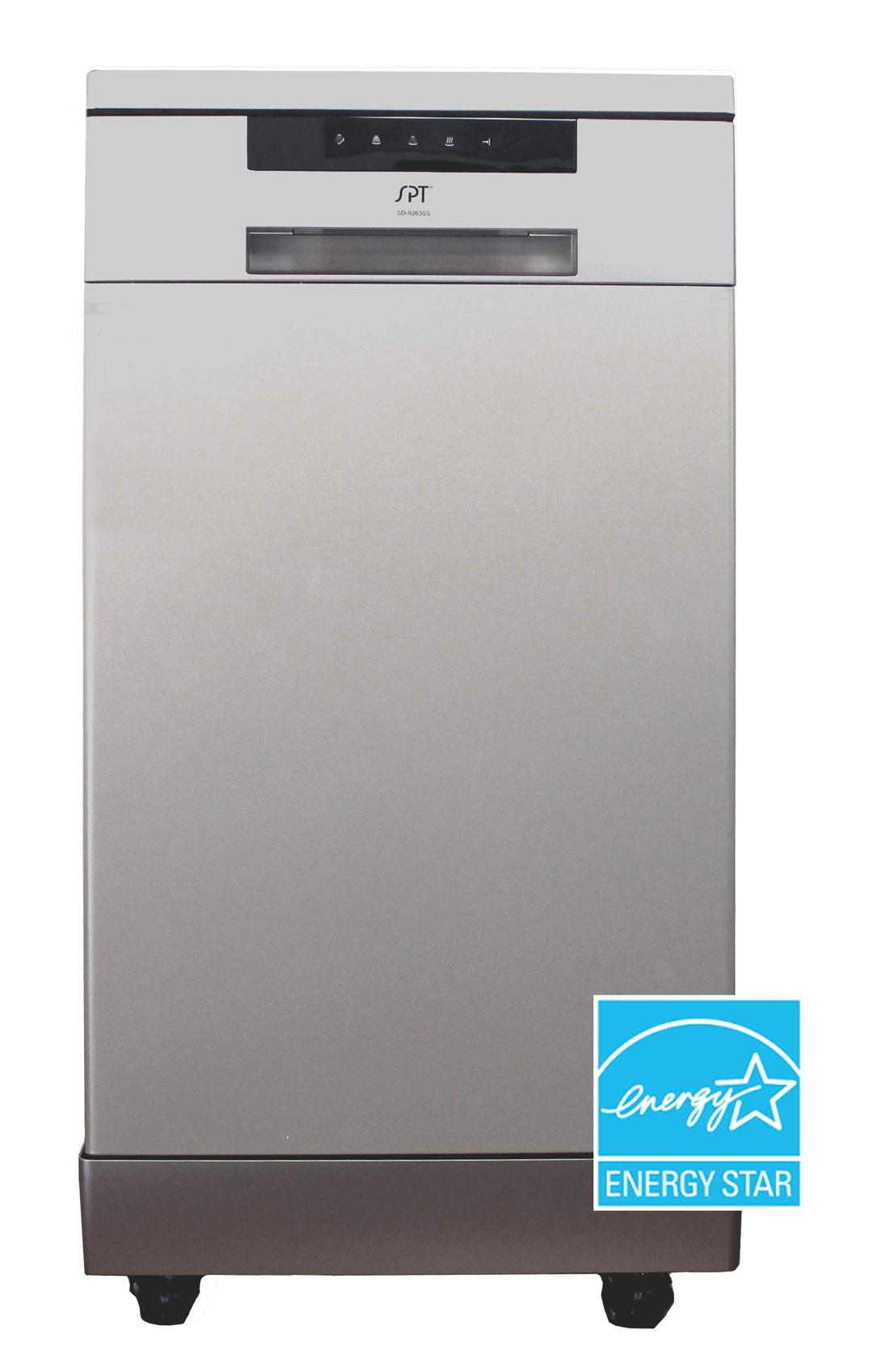 SPT SD-9263SS 18″ Wide Portable Stainless Steel Dishwasher with ENERGY STAR, 6 Wash Programs, 8 Place Settings and Stainless Steel Tub