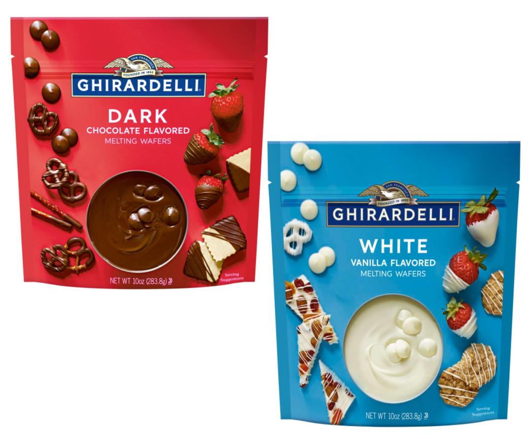 Ghirardelli Melting Wafers Dark Chocolate and White - 10 Ounce - Variety Pack - Perfect for Dipping Fruit, Pretzels and Candy Making