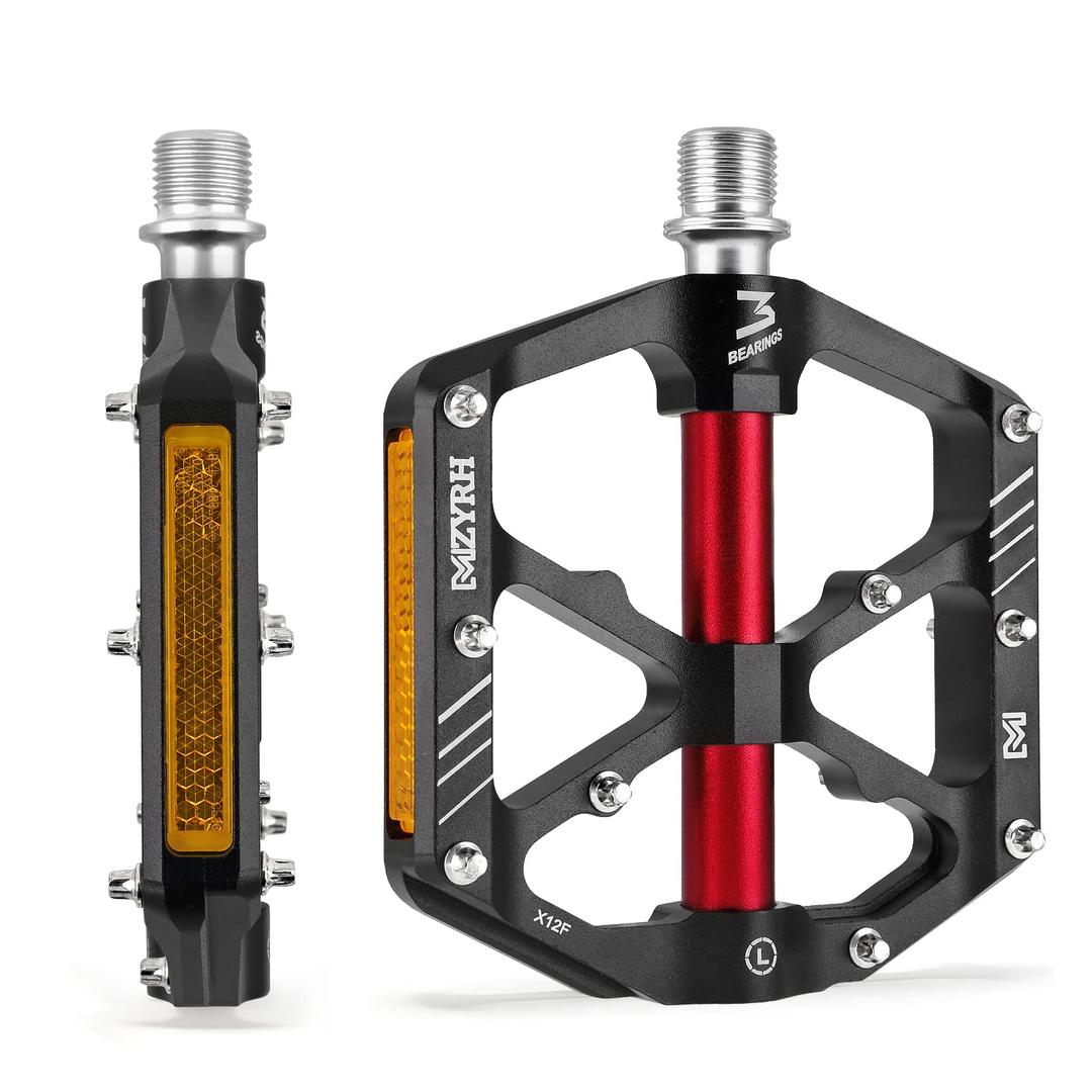 3 Bearings Mountain Bike Pedals Platform Bicycle Flat Alloy Pedals 9/16" Pedals Non-Slip Alloy Flat Pedals