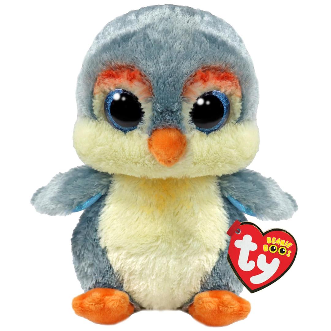 TyBeanie Boos T37322 Fisher The Bird with Glittery Blue Eyes, The Plush with Big Sparkly Eyes - 15 cm