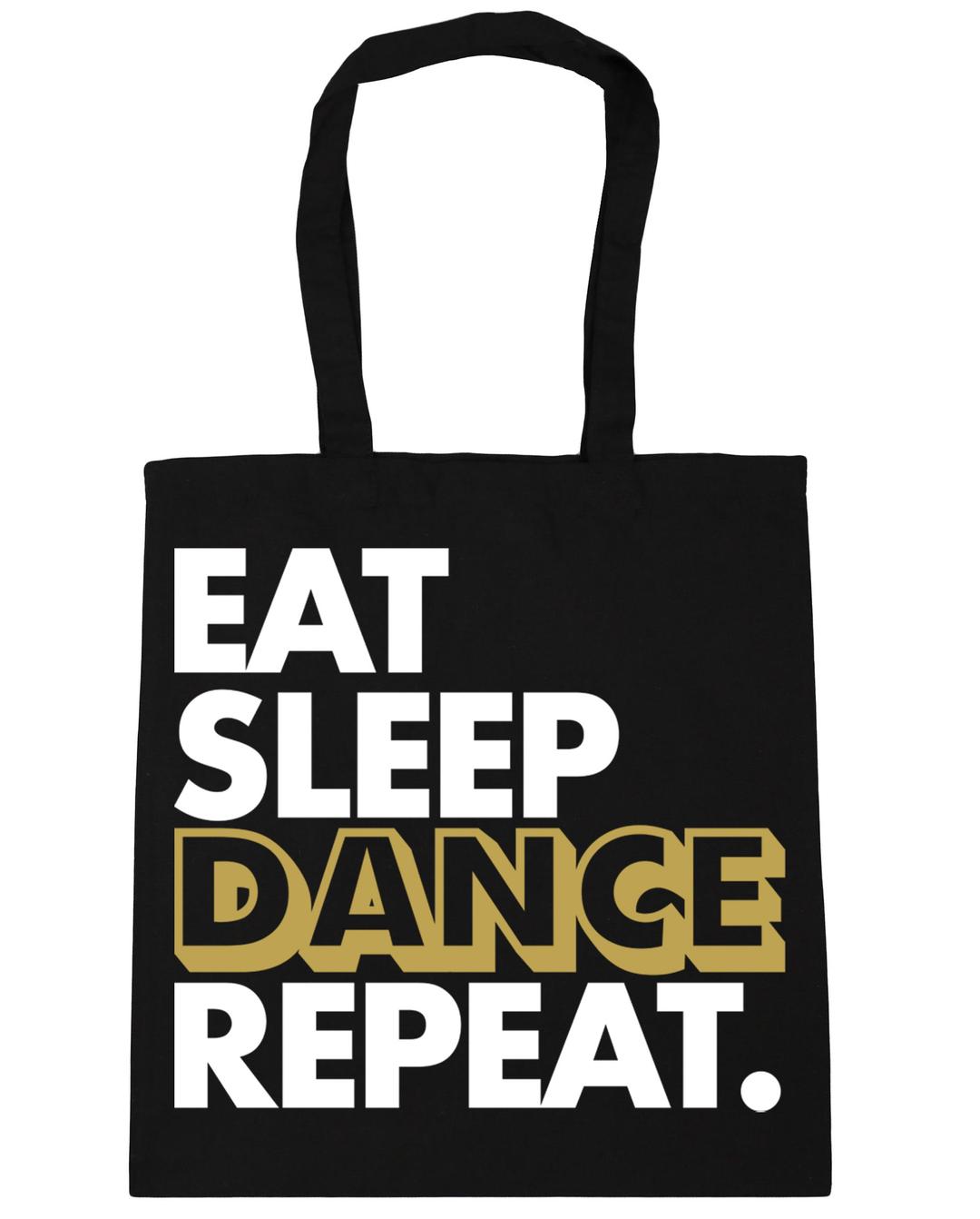 Hippowarehouse Eat Sleep Dance Repeat Tote Shopping Gym Beach Bag 42cm x38cm, 10 litres