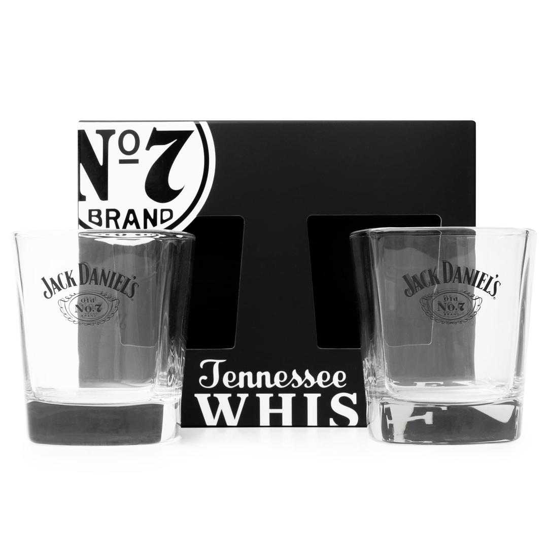 Jack Daniels Whisky Glasses, Set of 2 Official Licensed Jack Daniel's Old No. 7 Whiskey Glasses, 330 ml | Includes 11oz Premium Whisky Glass Set | Jack Daniels Gifts