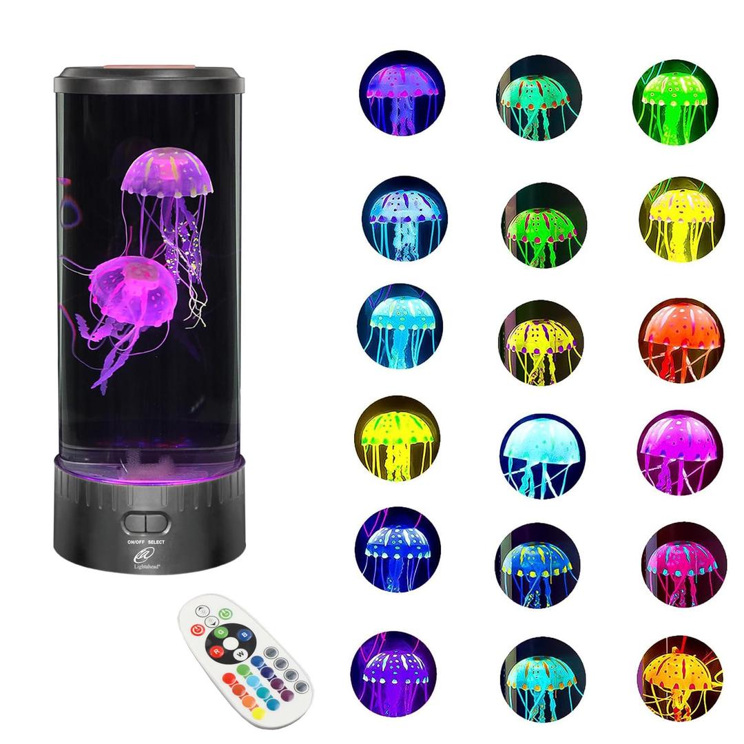 Lightahead LED Jellyfish Aquarium Lamp Round with 18 LEDs & Vibrant Multi Color Changing Light Effects. The Ultimate Large Sensory Synthetic Jelly Fish Tank Aquarium Mood Lamp. Ideal Gift (Large)