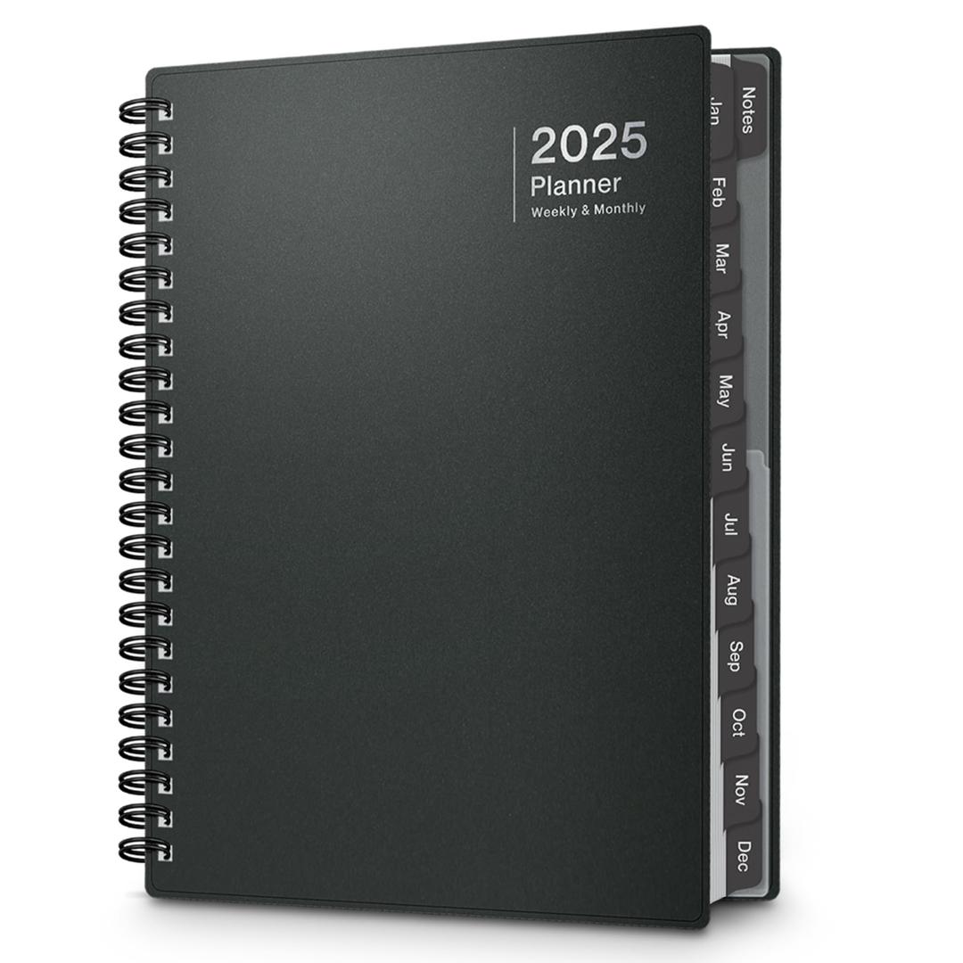 Dunwell Small Daily Planner 2025, 6x8" (Gray), Jan to Dec 2025 6 x 8.25 Planner Book, Small Agenda, Daily Weekly Calendar Book with Monthly Tabs