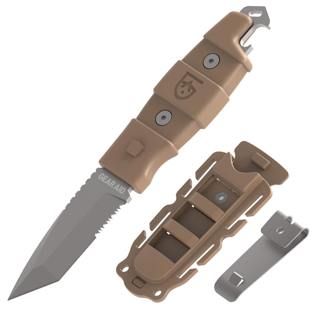 GEAR AID Kotu Tanto Fixed Blade Knife for The Outdoors with Quick Release Sheath, Titanium-Coated 3” Blade