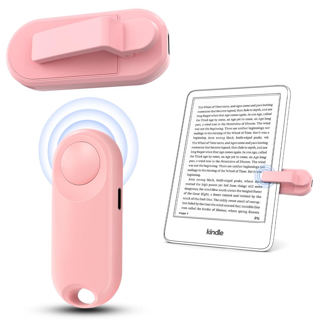 RF Remote Control Page Turner for Kindle Paperwhite,Kindle Accessories Remote Photo and Video for E-Book iPhone iPad Android Tablets Reading Novels Comics Remote Control Extenders(Pink)