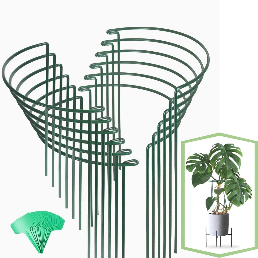 joyhalo12 Pack Plant Support Stakes, 16 Inch Plant Stakes for Outdoor Plants, Peony Cages and Supports, Peony Cage with 15 Pcs Twist Ties, Flower Stakes Peonies Support Cages for Plants