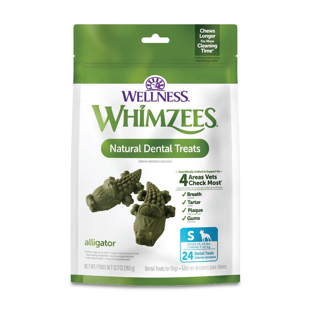 WHIMZEES by Wellness Alligator Natural Dental Chews for Dogs, Long Lasting Treats, Grain-Free, Freshens Breath, Small Breed, 24 count