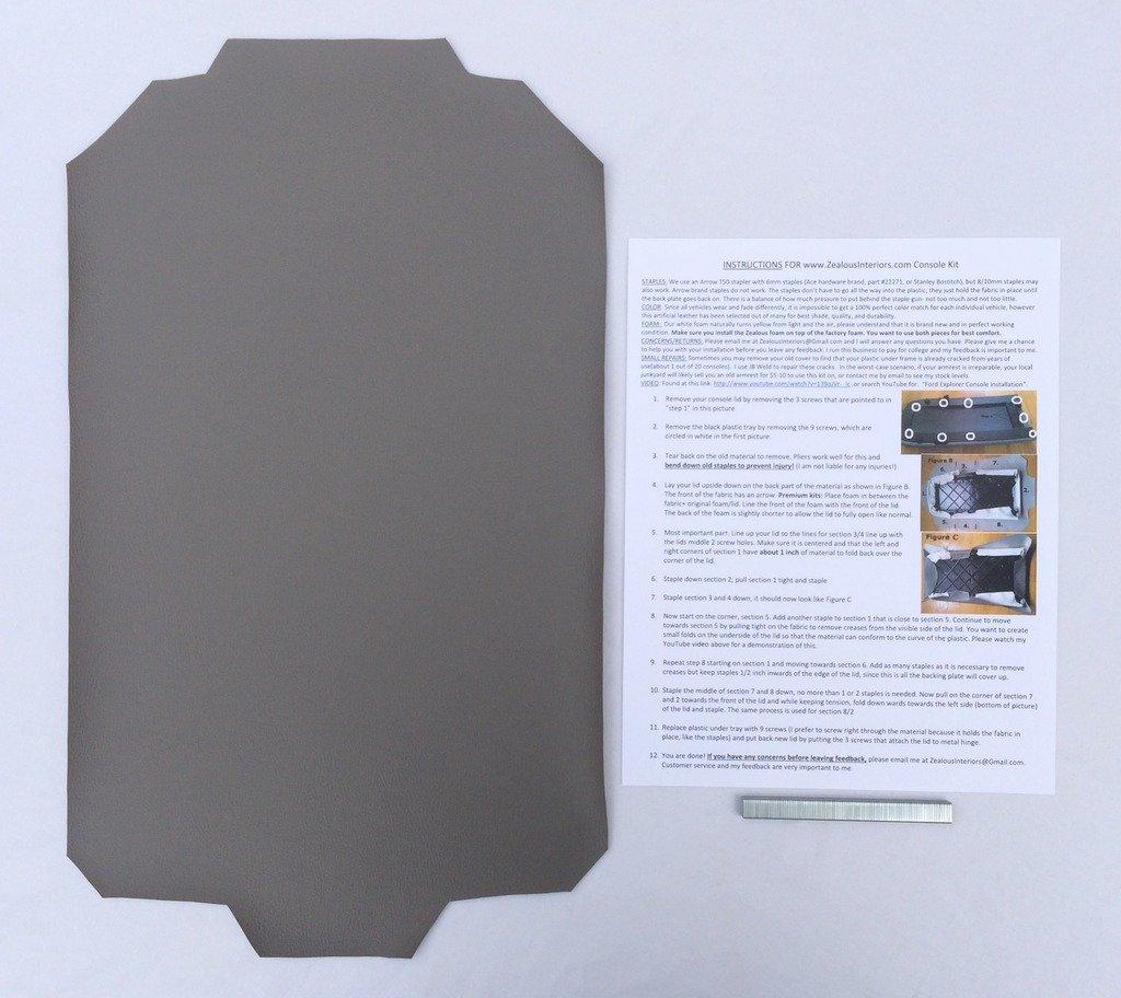 Armrest Console Replacement Cover with Staples - Medium Graphite Gray (Fits Ford Explorer)