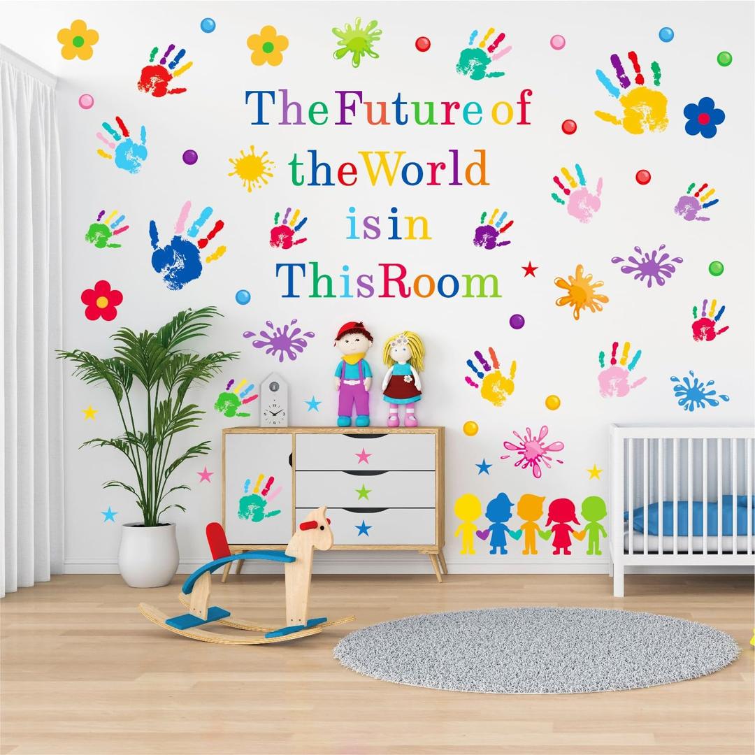 Inspirational Wall Decals for Kids Classroom Decor | The Future of The World is in This Room Quotes Wall Stickers | Coloful Peel and Stick Wall Decals for Bedroom Nursery Playroom Daycare School Decor