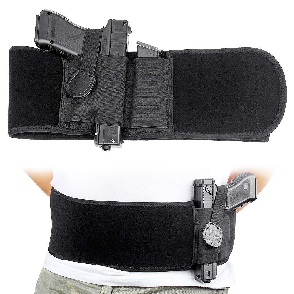 LINGSFIRE Belly Band Holster for Concealed Carry - Men/Women Waist Gun Holster Fits Gun Smith, Wesson Bodyguard, Shield, Glock 19-43, P238, Ruger and Most Pistols