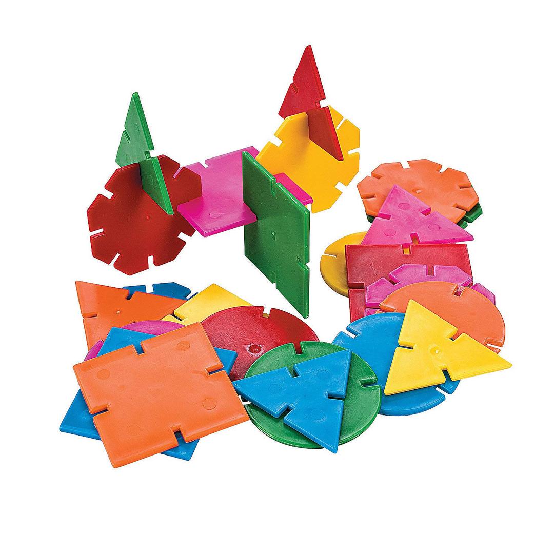 Fun Express Bulk 400 Piece Geometric Connecting Shapes Building Blocks Set, School and Play Activities