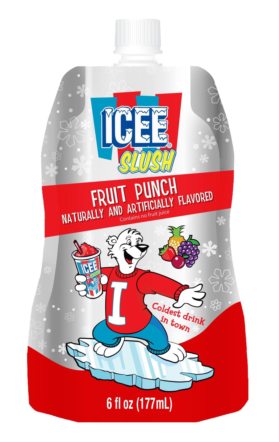 Icee Slush Fruit Punch Frozen Fruit Juice 6 fl oz Pouches - Just Freeze & Squeeze for Instant Slushy Maker, Great for Birthday Party, Lunchbox, No Icee Machine Needed, 12 Pack