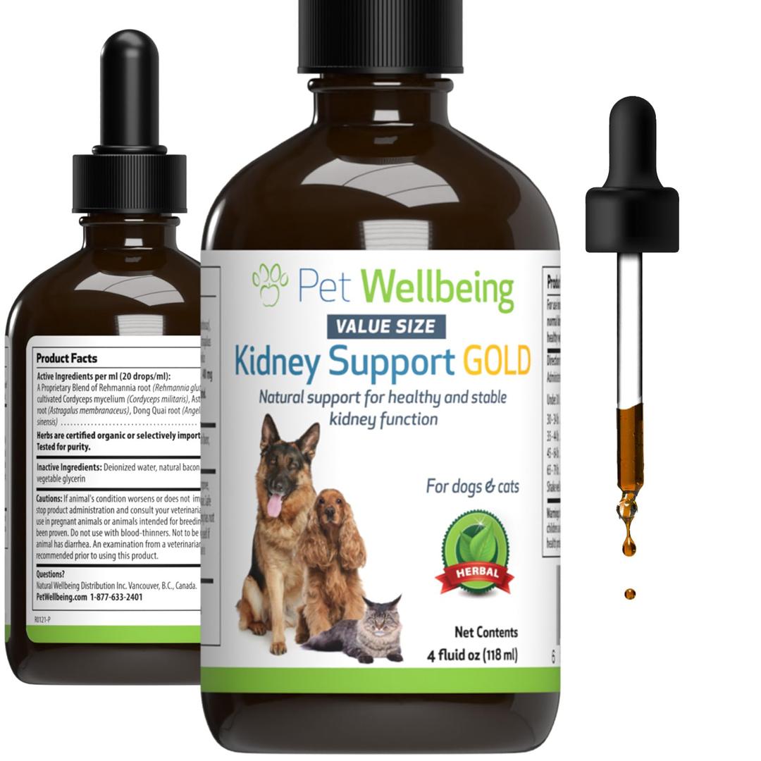 Pet Wellbeing Kidney Support Gold for Dogs & Cats - Supports Healthy Kidney Function - Veterinarian-Formulated Herbal Supplement 4 oz (118 ml)