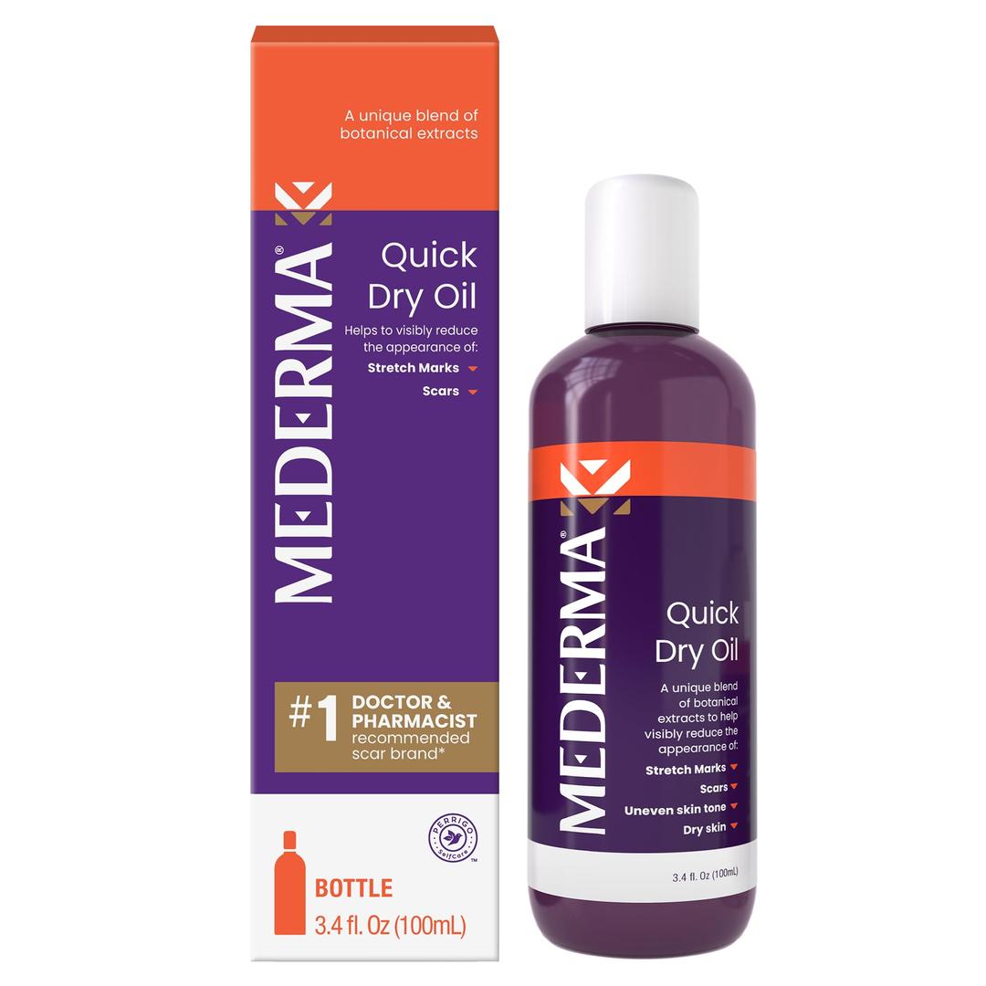 Mederma Quick Dry Oil, Scar and Stretch Mark Treatment, Helps to Improve the Appearance with Natural Botanical Extracts, Paraben Free, Fast-Absorbing, 3.4oz (100ml)