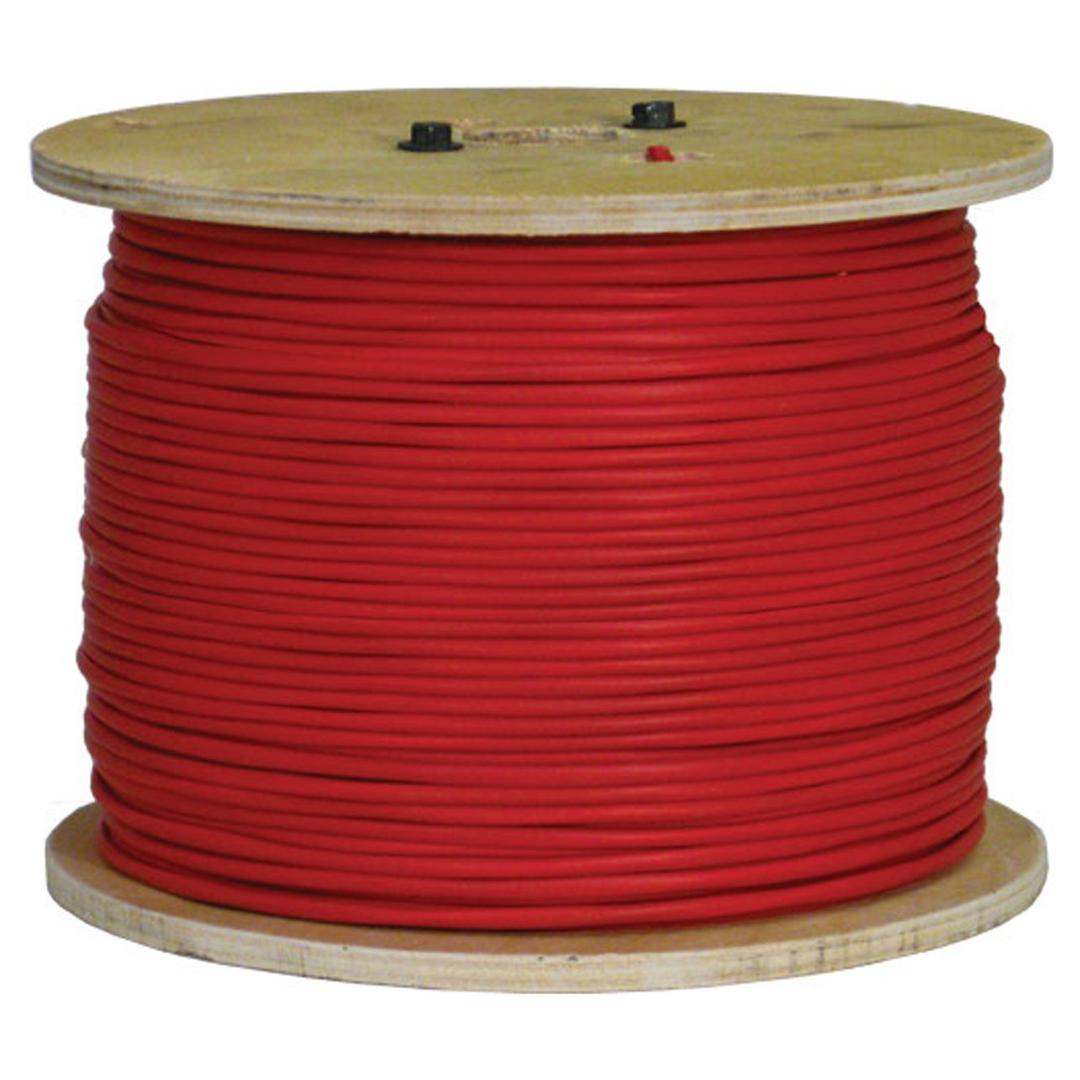 Vertical Cable Fire Alarm Cable, 16 AWG, 2 Conductor, Solid, Unshielded, FPLP (Plenum), 1000ft Spool, Red - Made in USA