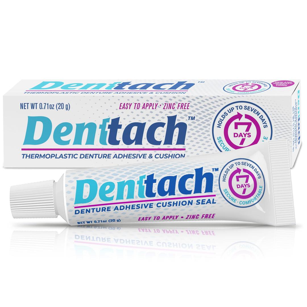 Denttach Denture Adhesive, Thermoplastic Denture Adhesive, Cushion and Reliner, Comfortable, Secure Denture Grip for Up to 7 Days, Non Glue, Zinc Free, Long Holding Denture Reliner